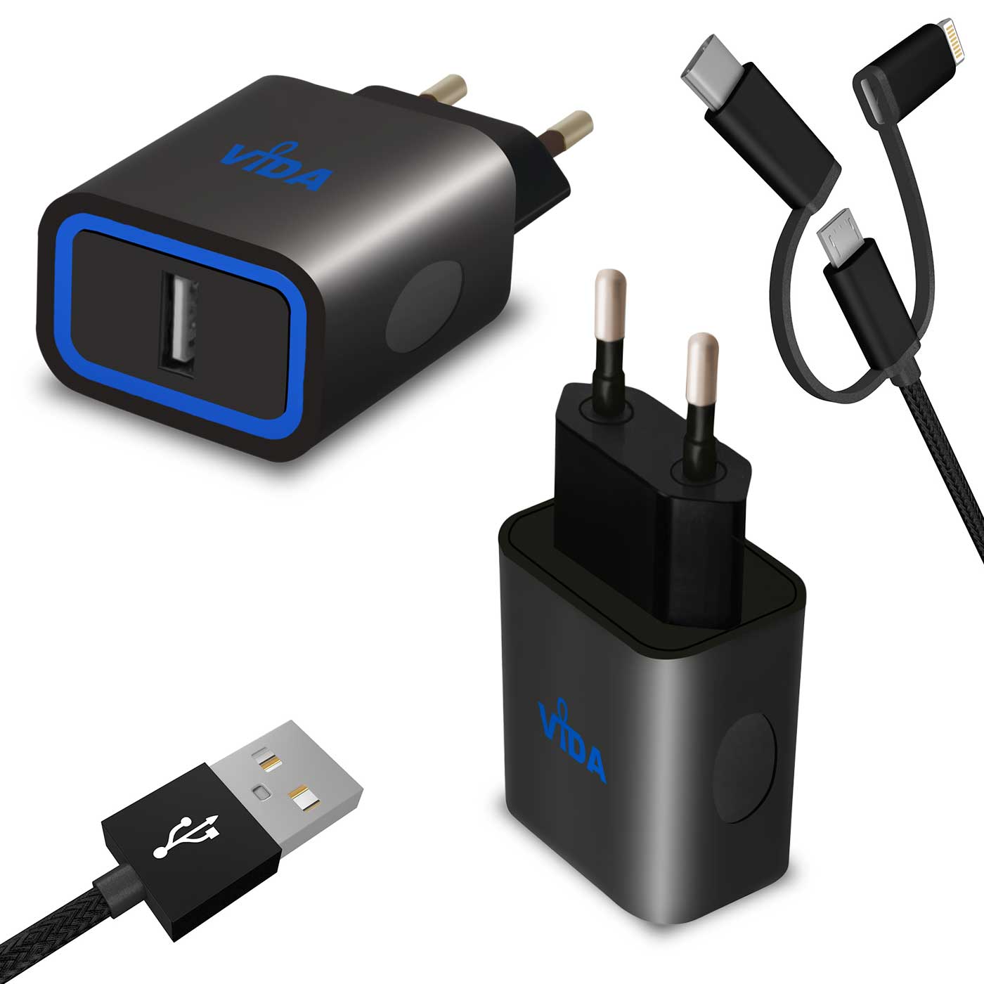 Caricatore Rapido USB-C/A Da 20W Con Cavo Incluso, Compatibile Con IPhone 16/15/14/13 E Samsung Galaxy, Adattatore Da Parete