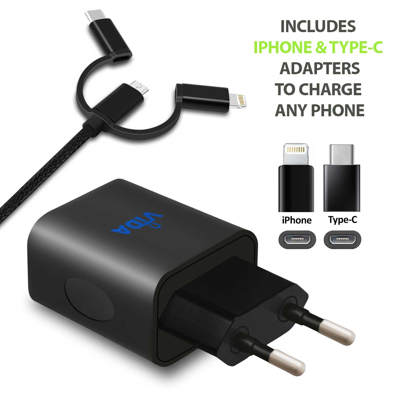 Rapido 12W Caricatore Parete Caricabatteria con USB-C iPhone Cavo Per Cellulare - Foto 10 di 12