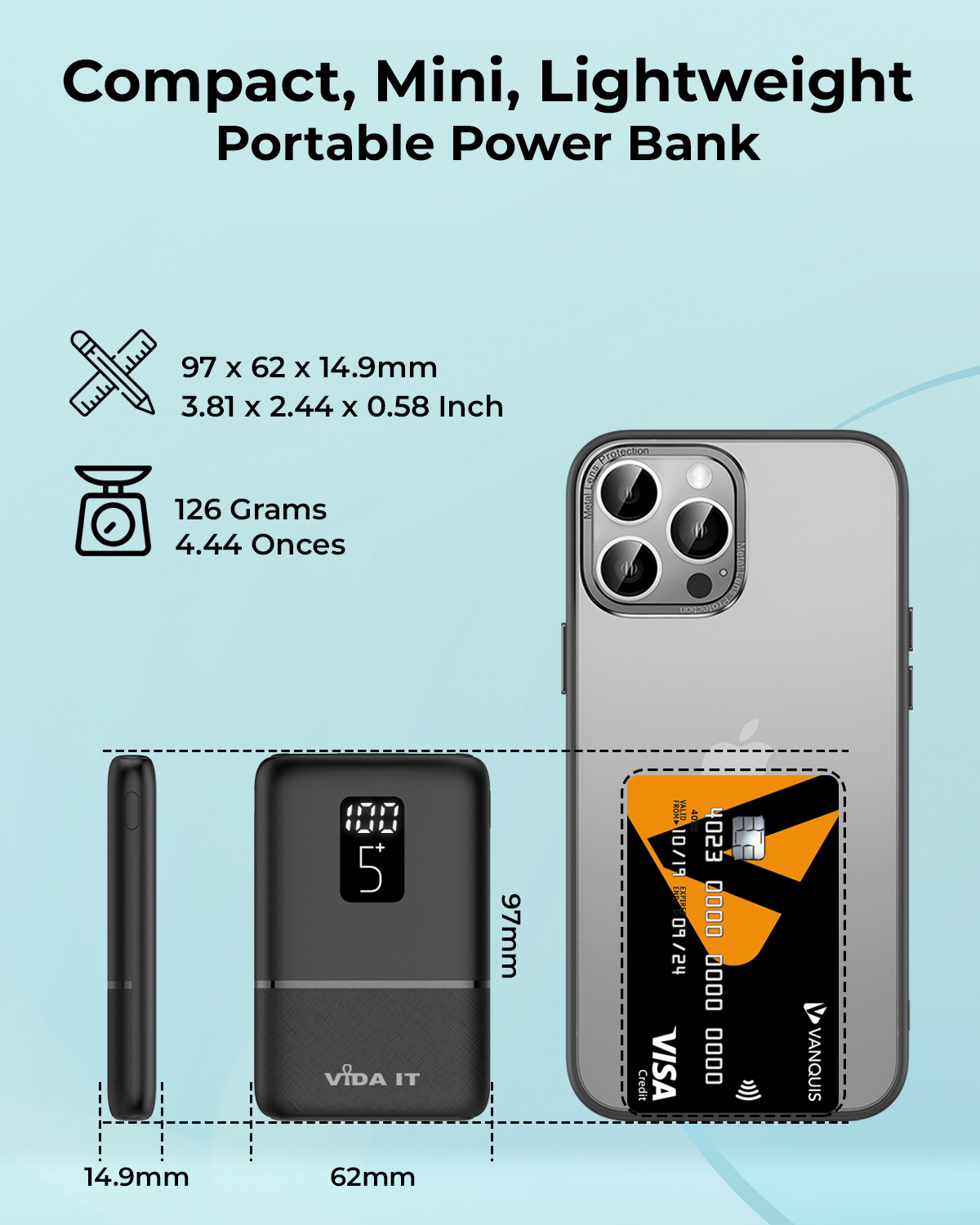 Vida IT vPow Power Bank for heated vest, mobile phone, tablet PC portable charger battery pack