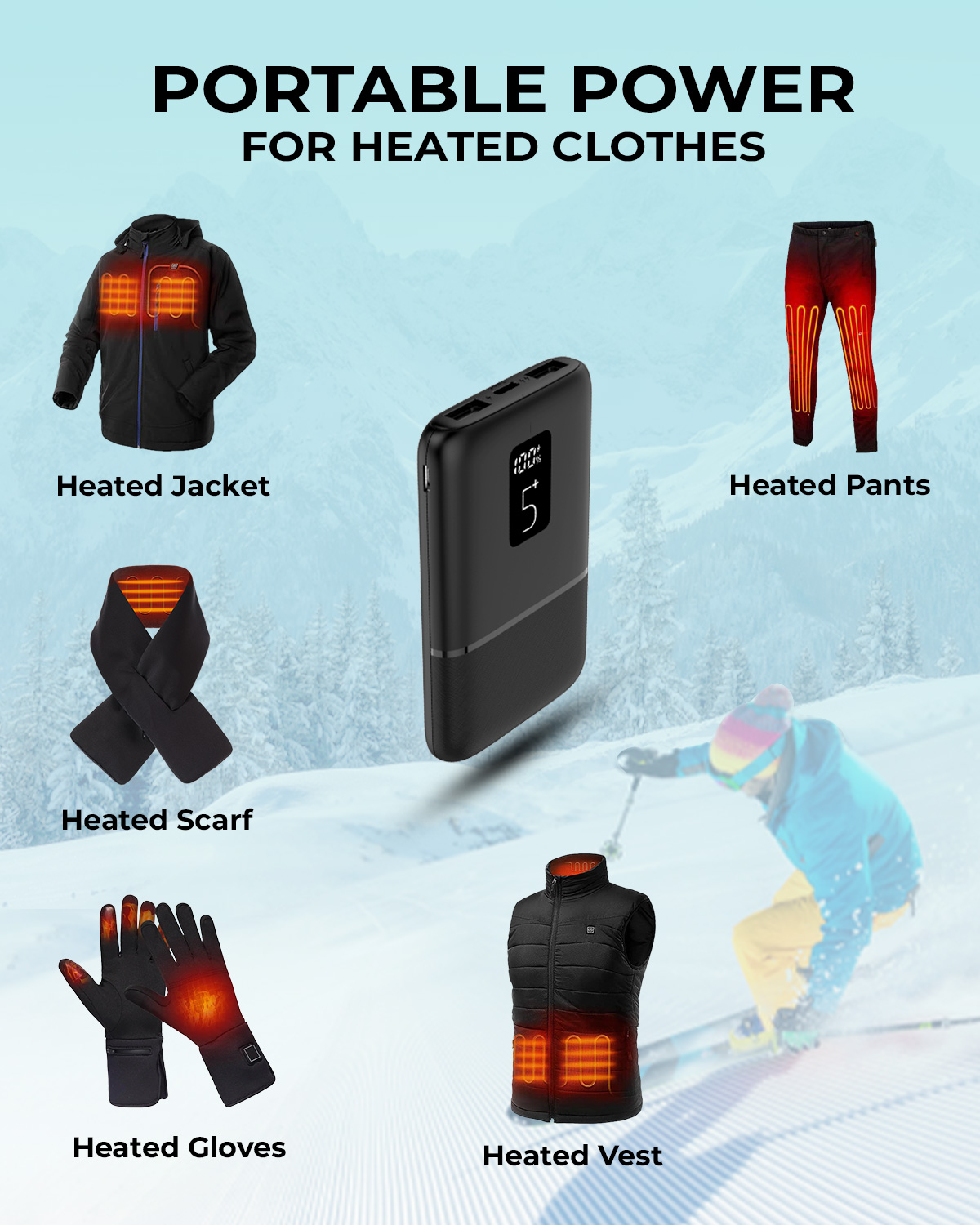 Vida IT vPow Power Bank for heated vest, mobile phone, tablet PC portable charger battery pack
