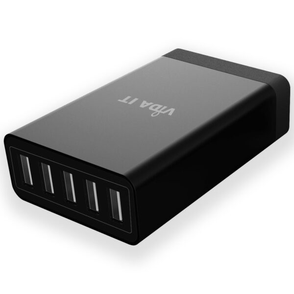 Vida IT VP5 USB 5 Ports Desktop Charging Hub 40W Black (UK or EU Plug)