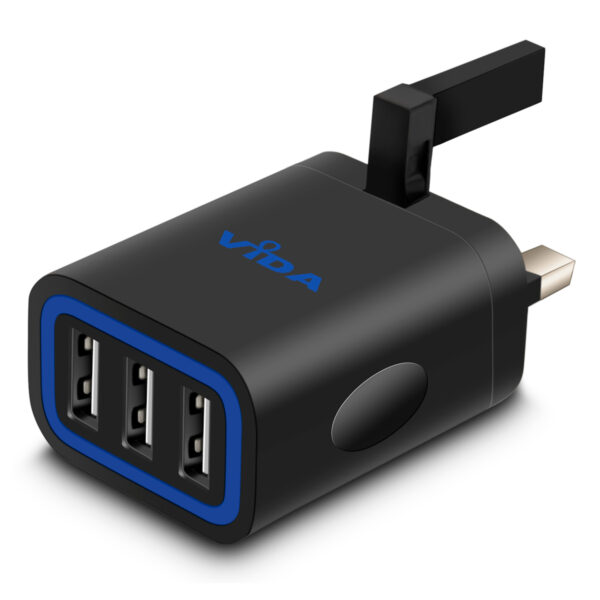 Vida IT VS1 Fast 3-Port USB Wall Charger 5V 3.1A Mains Adapter (UK Plug)