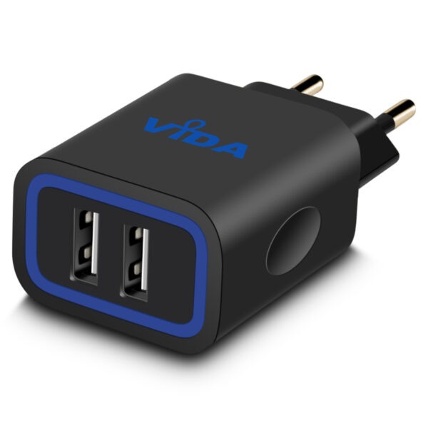 Vida IT VS1 Fast 2-Port USB Wall Charger 5V 2.4A Mains Adapter (EU Plug)