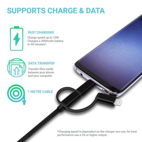 Vida IT V-C5 USB 3-in-1 Cable iPhone USB-C micro