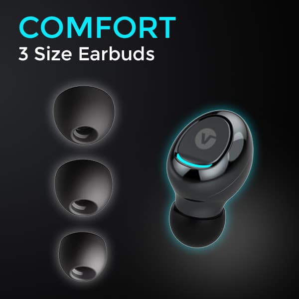 vBuds wireless earphones 3 size earbuds