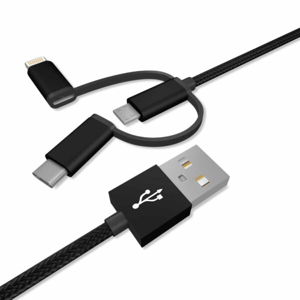 Vida IT V-C5 Braided 3-in-1 USB Cable Micro USB/iPhone/USB-C