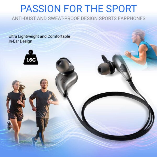 Vida IT V8 Stereo Sports Bluetooth 4.0 Earphones Headset (Black/Silver)