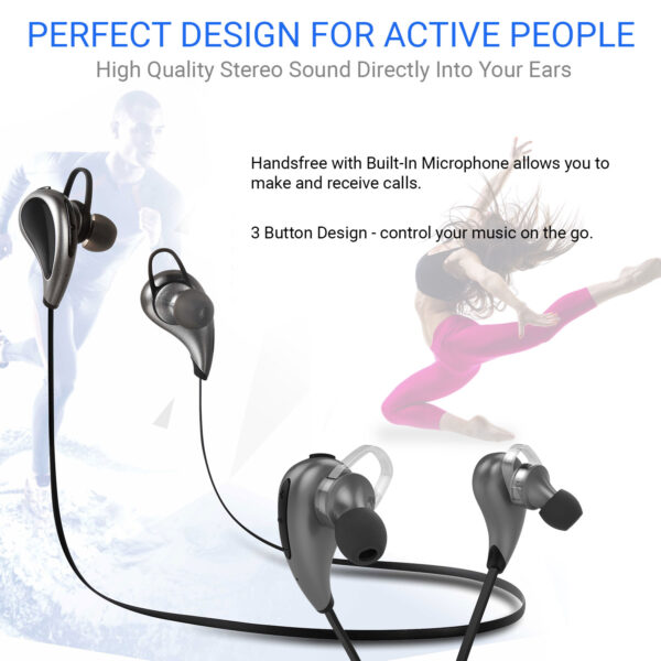 Vida IT V8 Stereo Sports Bluetooth 4.0 Earphones Headset (Black/Silver)