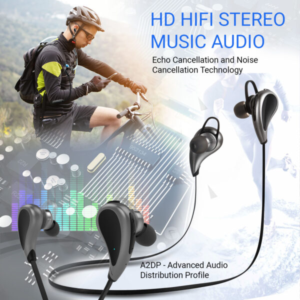 Vida IT V8 Stereo Sports Bluetooth 4.0 Earphones Headset (Black/Silver)