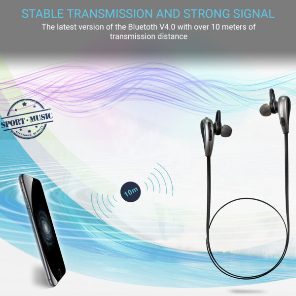 Vida IT V8 Stereo Sports Bluetooth 4.0 Earphones Headset (Black/Silver)